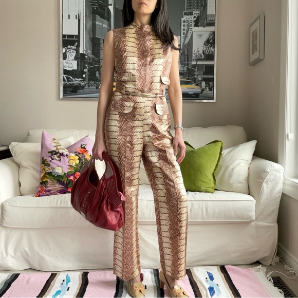 Vintage Miss Renfrew at Holt Renfrew reptile print jumpsuit - Picture 2 of 16